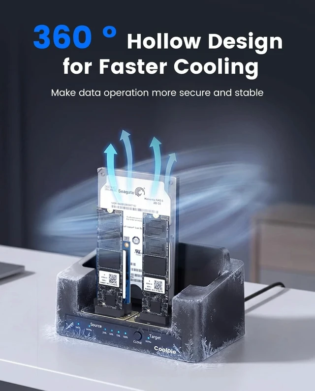 Alt view image 7 of 7 - 5 in 1 Duplicator M.2 NVMe & SATA SSD Hard Drive Docking Station Offline Cloning