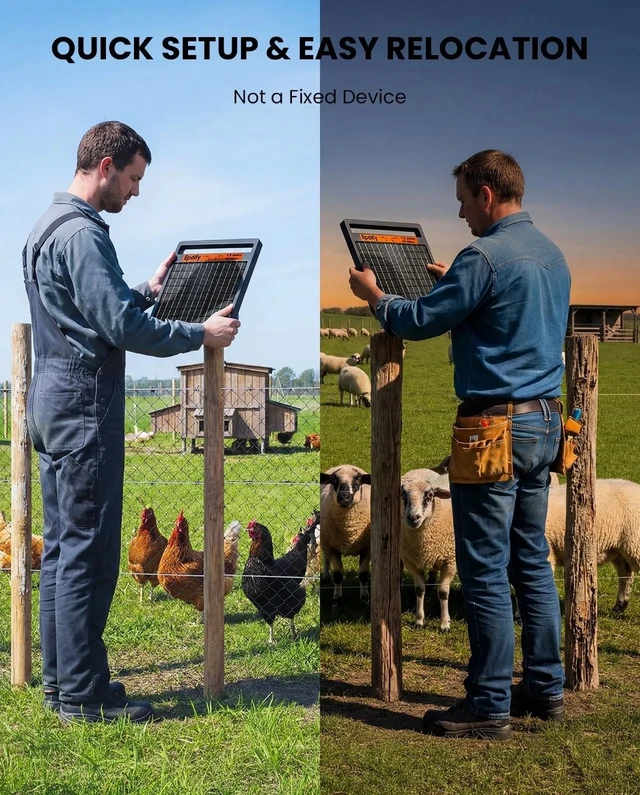 Alt view image 7 of 7 - 45 Miles Solar Electric Fence Charger Day Night Mode 24H Energizer for Livestock
