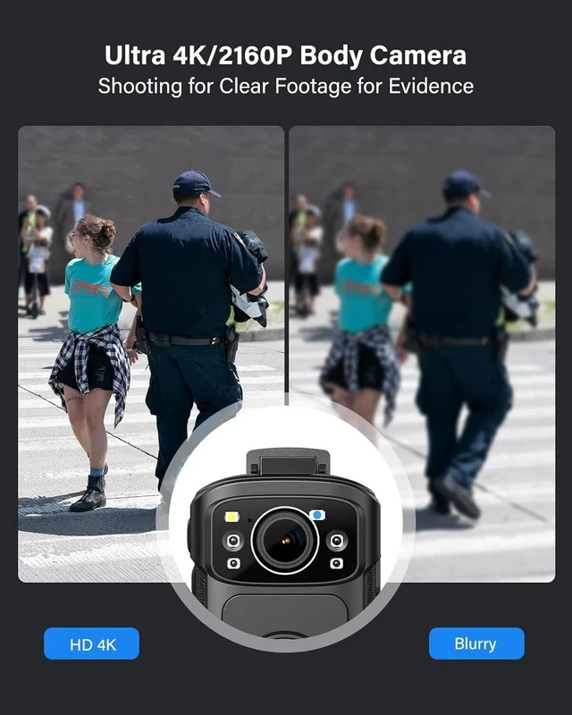 Alt view image 7 of 7 - BOBLOV B4K5 4K Body Camera Video Camcorder 3400mAh NightVision Personal Cam 128G