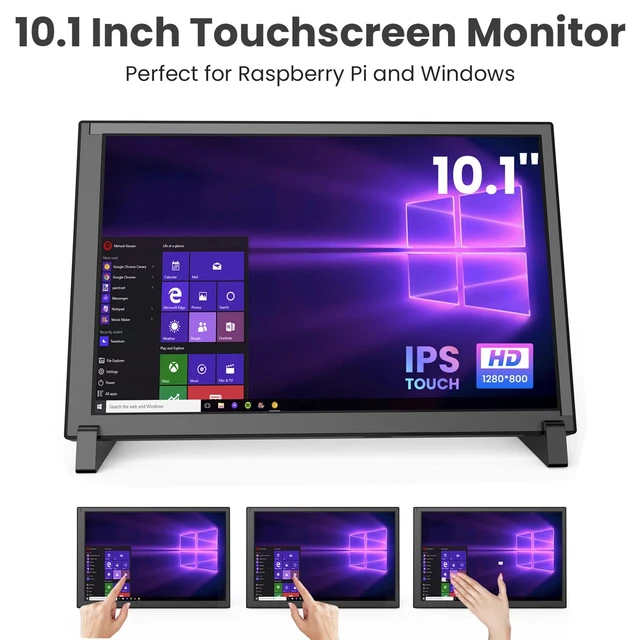 Alt view image 4 of 7 - 10.1" IPS Raspberry Pi Touchscreen Monitor 1280x800 HDMI USB fr Pi 5/4/3 Windows