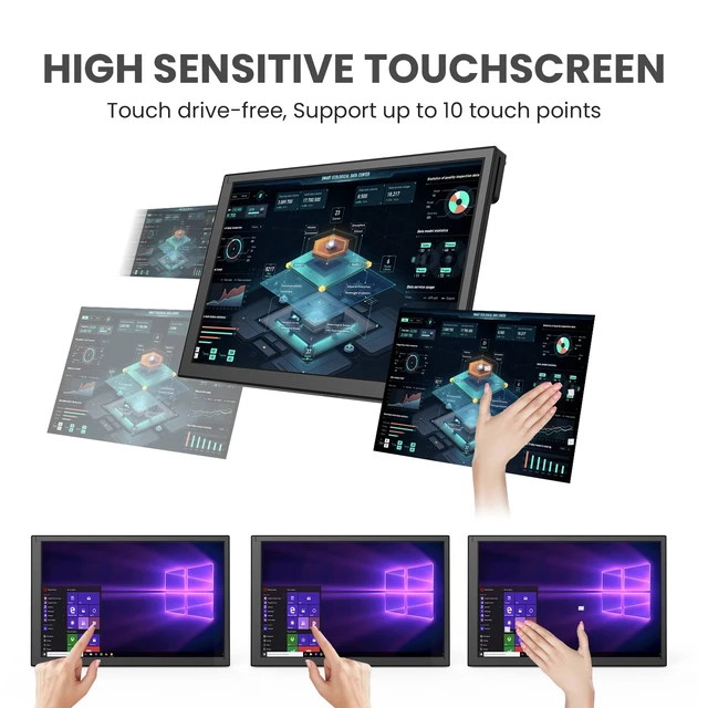 Alt view image 6 of 7 - 10.1" IPS Raspberry Pi Touchscreen Monitor 1280x800 HDMI USB fr Pi 5/4/3 Windows