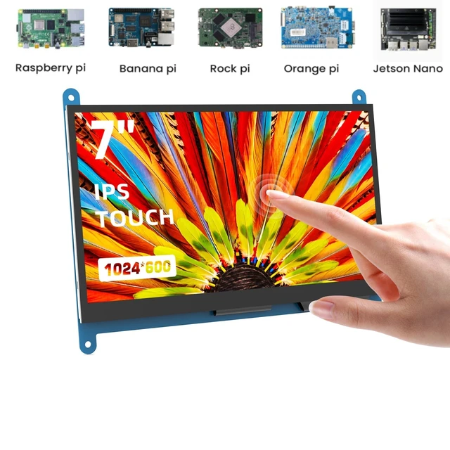 Alt view image 3 of 7 - 7 Inch Touchscreen Monitor for Raspberry Pi HDMI IPS 1024 X 600 Mini LCD Display