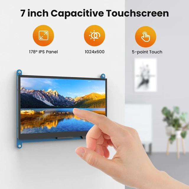 Alt view image 4 of 7 - 7 Inch Touchscreen Monitor for Raspberry Pi HDMI IPS 1024 X 600 Mini LCD Display