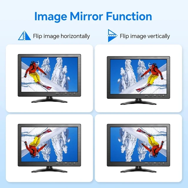 Alt view image 4 of 7 - 10.1 Inch Small Computer Monitor HDMI/VGA/AV/BNC 500:1 for PC/Gaming/CCTV