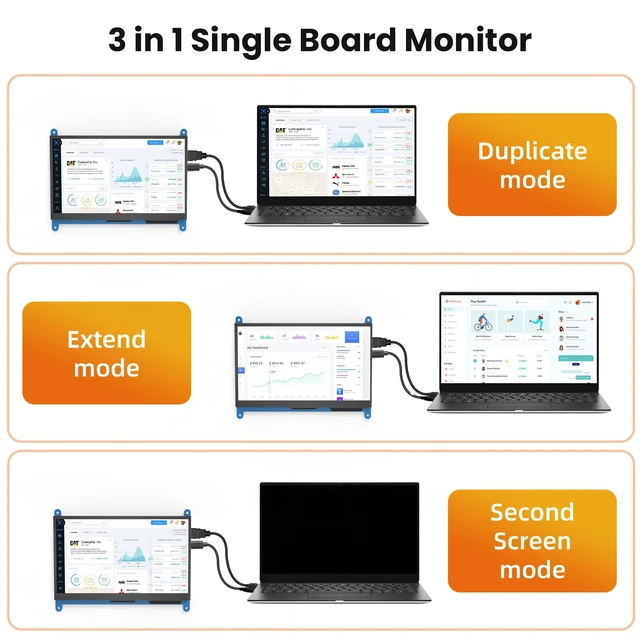 Alt view image 7 of 7 - 7 Inch Touchscreen Monitor for Raspberry Pi HDMI IPS 1024 X 600 Mini LCD Display