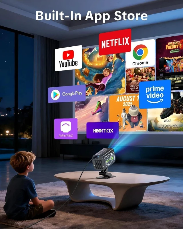 Alt view image 2 of 7 - O1 Projector 1080P 3D WiFi Bluetooth Netflix Video Home Theater Black