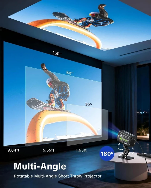 Alt view image 6 of 7 - O1 Projector 1080P 3D WiFi Bluetooth Netflix Video Home Theater Black