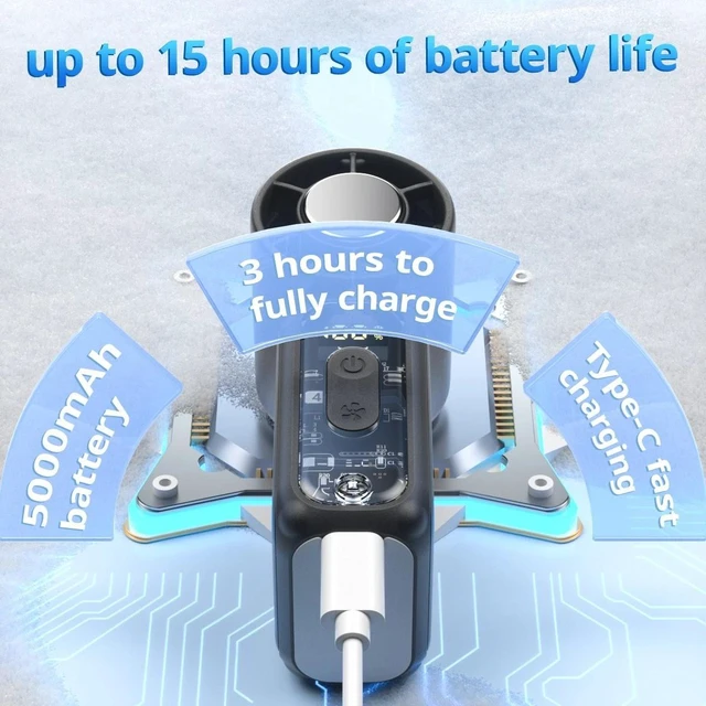 Alt view image 7 of 7 - 5-Speed Personal Handheld Fan USB Rechargeable Mini Desk Fan with Lanyard
