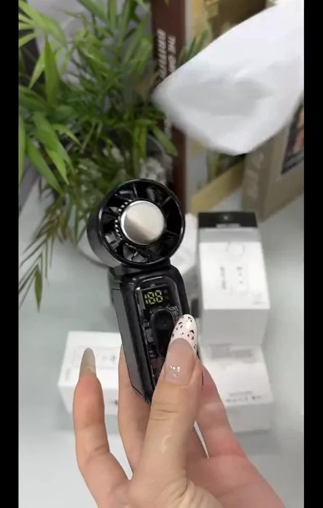 Alt view image 2 of 7 - 15 Hours Mini Portable Handheld Turbo USB Rechargeable Cooling Fan 5-Speed BK