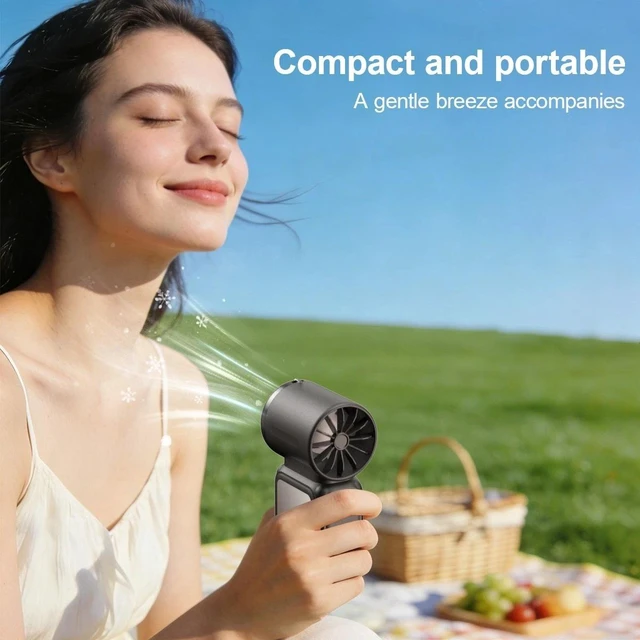 Alt view image 4 of 7 - 15 Hours Mini Portable Handheld Turbo USB Rechargeable Cooling Fan 5-Speed BK