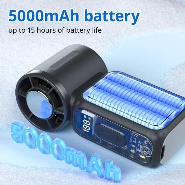 Alt view image 7 of 7 - 15 Hours Mini Portable Handheld Turbo USB Rechargeable Cooling Fan 5-Speed BK