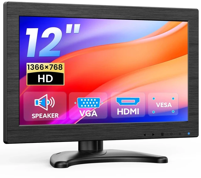 Main image of Eyoyo 12" Small Monitor 1366x768 HDMI VGA Video Monitors for CCTV PC Raspbery Pi