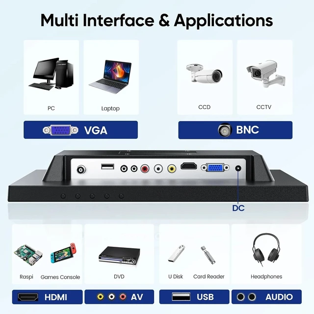 Alt view image 4 of 7 - 14 Inch LCD HDMI Monitor 1024x768 VGA Display Monitor for Security Cameras