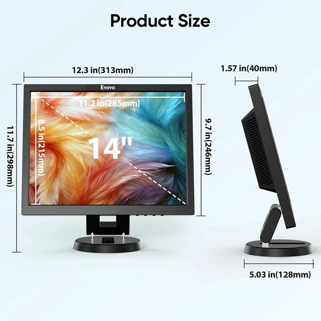 Alt view image 6 of 7 - 14 Inch LCD HDMI Monitor 1024x768 VGA Display Monitor for Security Cameras