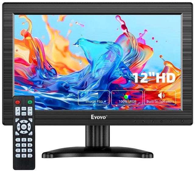 Main image of 12" Inch LCD Monitor AV HDMI BNC VGA 1366x768 Remote Portable Video Screen