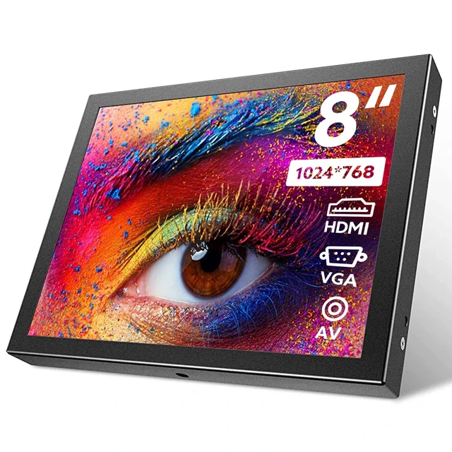 Alt view image 3 of 7 - 8 Inch Monitor 1024x768 HDMI/VGA for CCTV/CCD/Security System/Car Backup Camera
