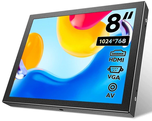 Main image of 8" Portable HDMI/VGA/AV Monitor - 1024x768 for Car Rear View PC, DVR, CCTV
