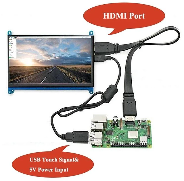 Alt view image 5 of 7 - 7 Inch LCD HDMI Display Screen 1024x600 Touch Screen Monitor for Raspberry Pi
