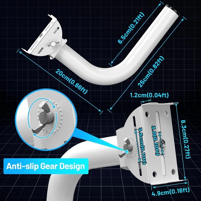 Alt view image 5 of 7 - Ueevii Wireless Bridge Bracket Mount Pole Wall-Mount for Outdoor AP Bridge CPE
