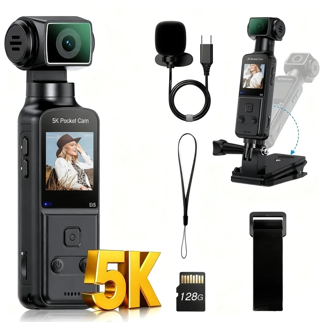 Alt view image 4 of 7 - BOBLOV 4K Video Camera Vlogging Cam External Mic Support 128G 270° Rotating Lens