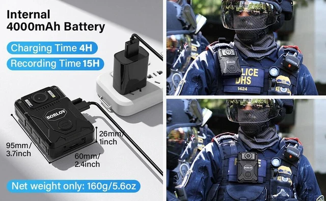 Alt view image 6 of 7 - BOBLOV M7 128GB GPS Body Camera Police Camcorder with Audio 1440P Body Worn Cam