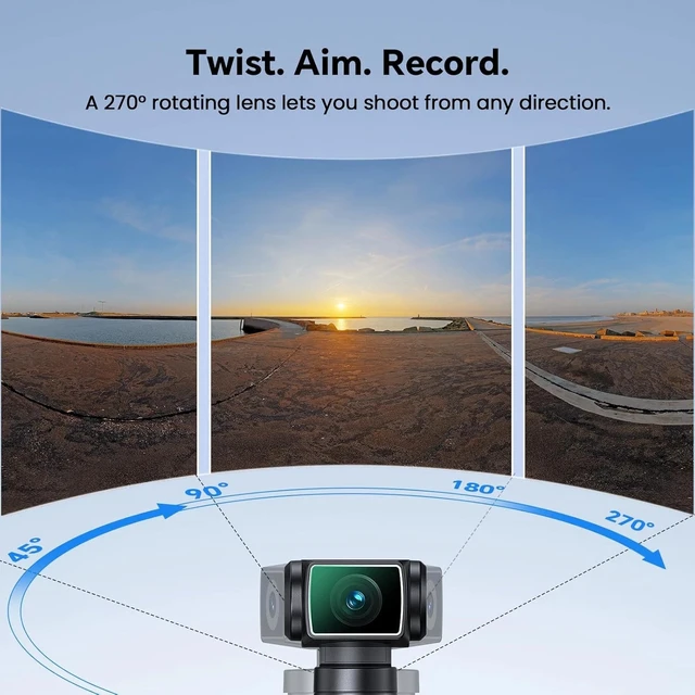 Alt view image 7 of 7 - Vlogging Camera 4K Body Camera 270° Rotating Lens 128GB EIS Stabilization