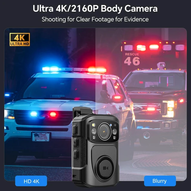 Alt view image 3 of 7 - BOBLOV Body Camera B4K5 4K GPS Night Vision Police Audio Video Recorder 128GB