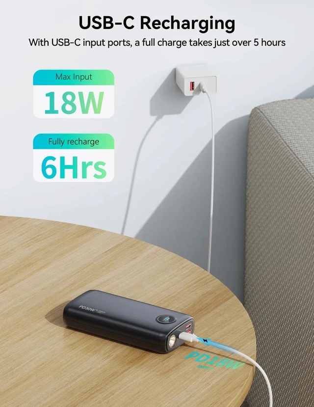 Alt view image 5 of 7 - Portable Charger 27000mAh, 30W USB C Fast Charging, 3W Flashlight