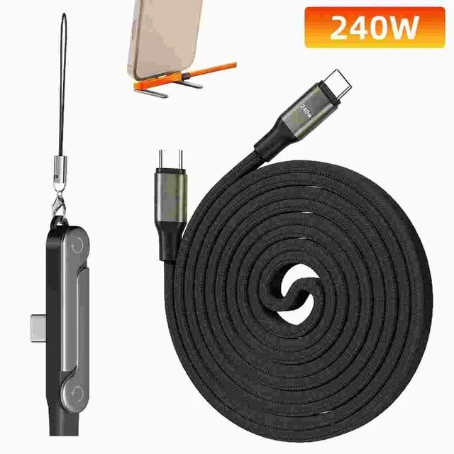 Main image of 2-in-1 Invisible Holder Charger Cable240W Fast Charging Cord with Phone Stand