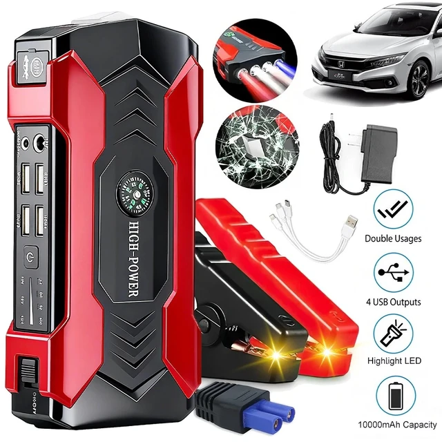 Alt view image 2 of 7 - 100000mAh Car Jump Starter Portable USB Power Bank Battery Booster Clamp 600A