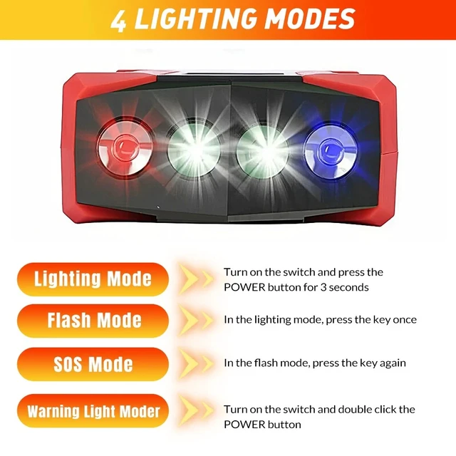 Alt view image 4 of 7 - 100000mAh Car Jump Starter Portable USB Power Bank Battery Booster Clamp 600A