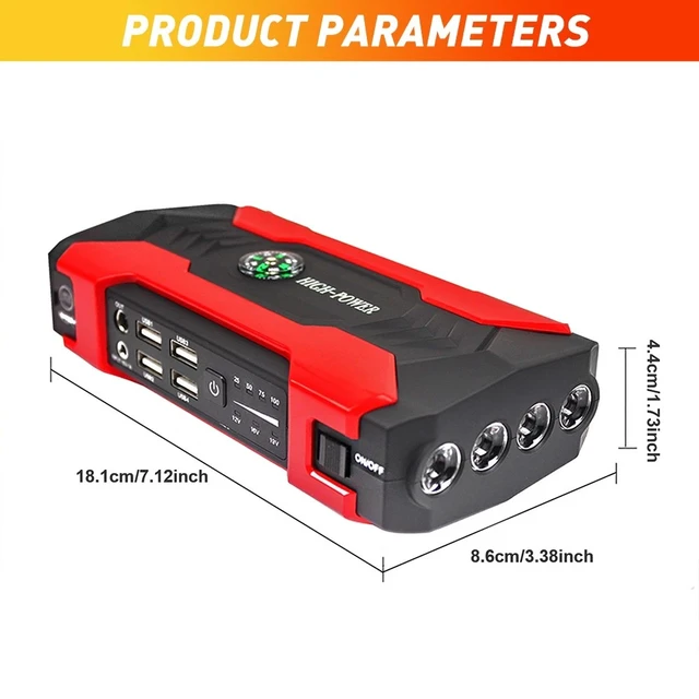 Alt view image 5 of 7 - 100000mAh Car Jump Starter Portable USB Power Bank Battery Booster Clamp 600A