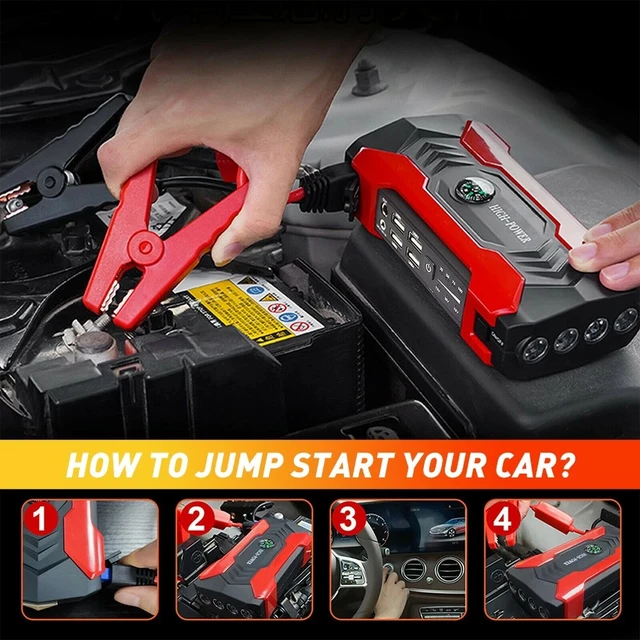 Alt view image 7 of 7 - 100000mAh Car Jump Starter Portable USB Power Bank Battery Booster Clamp 600A