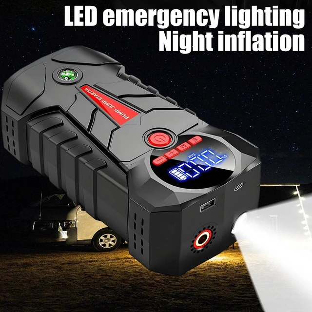 Alt view image 3 of 7 - 8000A Car Jump Starter with Air compressor Booster Jumper Power Bank Car Battery