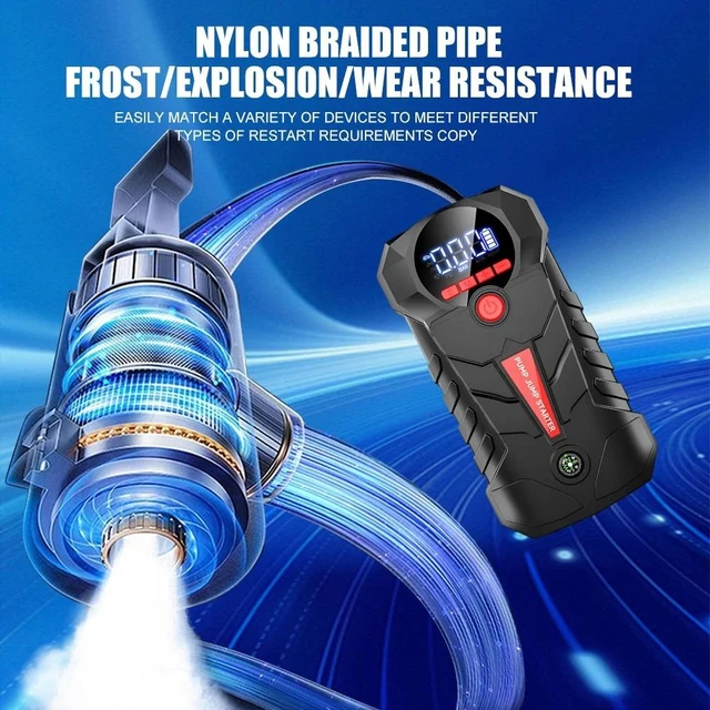 Alt view image 6 of 7 - 8000A Car Jump Starter with Air compressor Booster Jumper Power Bank Car Battery