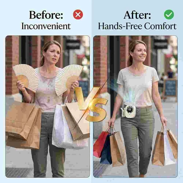 Alt view image 6 of 7 - Portable Car Clip on Fan LED Display 360° Air Conditioner Mini Fan Rechargeable