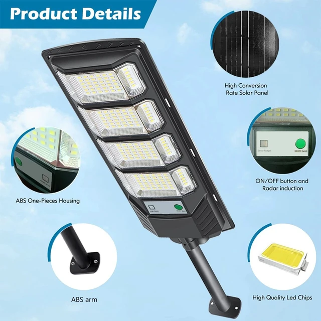 Alt view image 6 of 7 - Commercial 1000000LM LED Outdoor Dusk to Dawn Solar Street Light Road Area Lamp