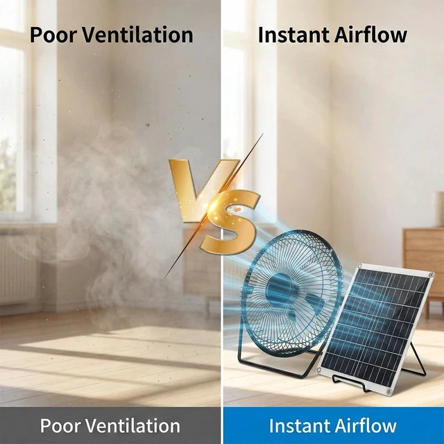Alt view image 7 of 7 - 8" Solar Fan with 22W Solar Panel for Camping Pet Dog Chicken House Ventilator