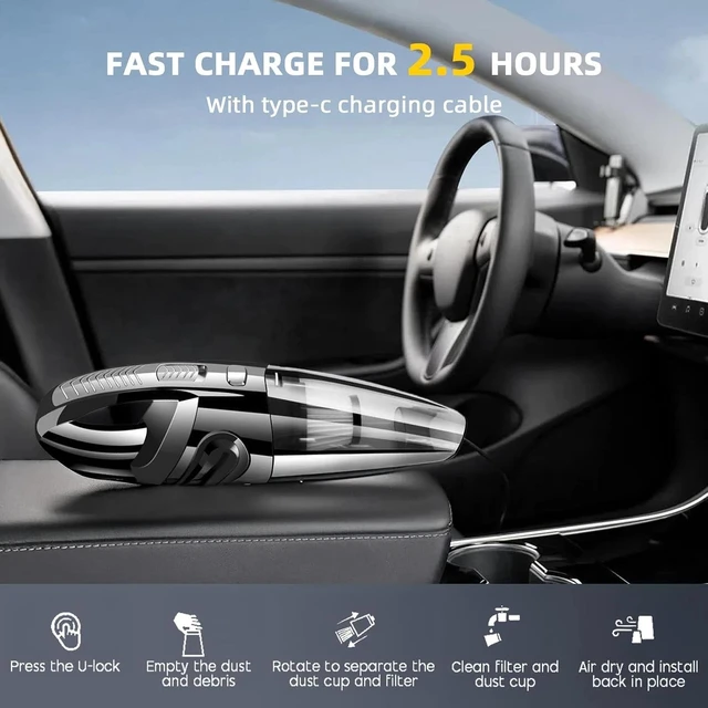 Alt view image 6 of 7 - 120W Car Vacuum Cleaner Strong Cordless Cleaner Suction for Keyboard Car & Home