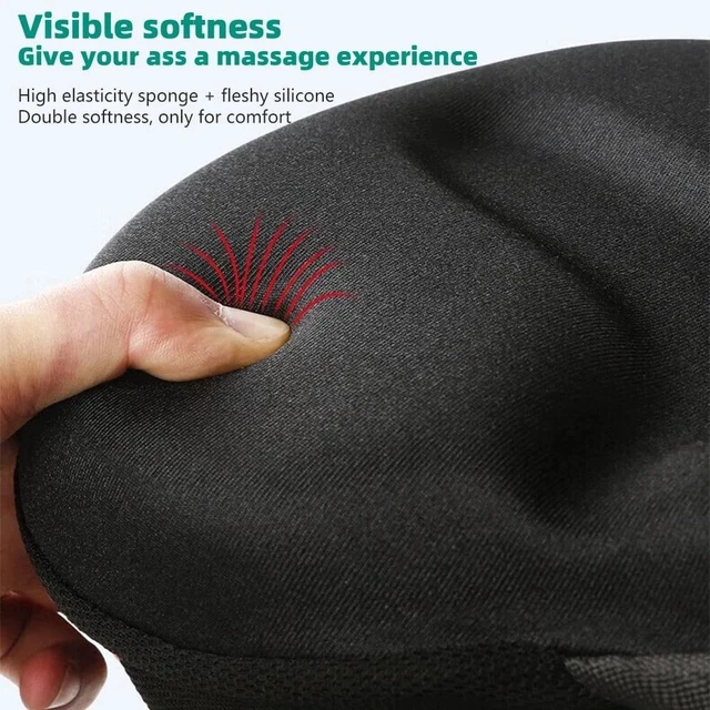 Alt view image 7 of 7 - New Comfort Bike Seat Cushion Soft Gel Extra Wide Big Bum Bicycle Saddle Pad