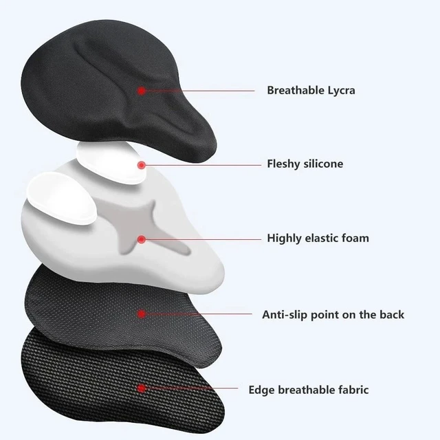 Alt view image 6 of 7 - New Comfort Bike Seat Cushion Soft Gel Extra Wide Big Bum Bicycle Saddle Pad
