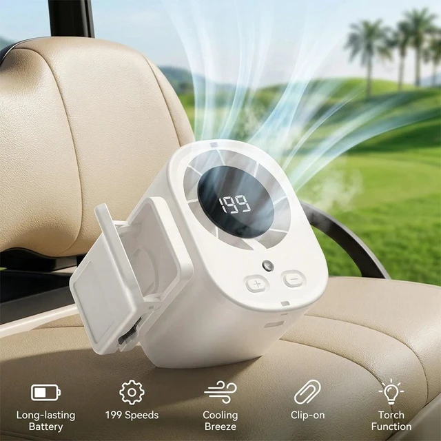 Alt view image 6 of 7 - 2026 Portable Clip-On Car Cooling Fan: 100-Speed USB-Rechargeable Mini Fan