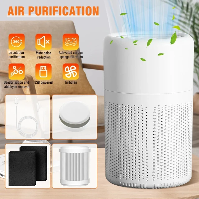 Alt view image 6 of 7 - 2PCS Air Purifier for Home Room True HEPA Washable Filter Allergies Odor Smoke