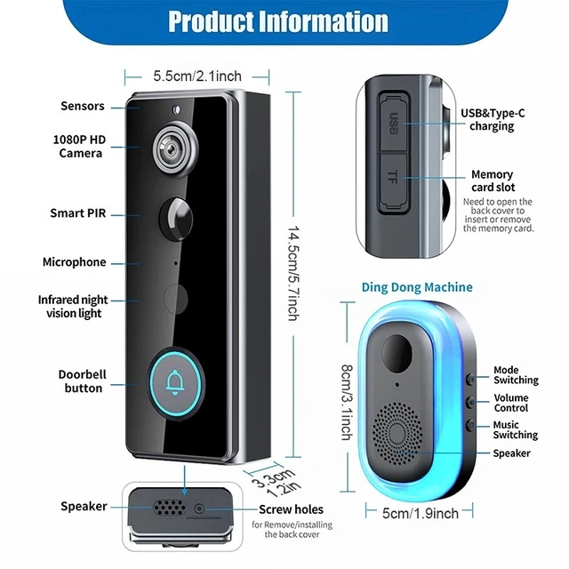 Alt view image 2 of 7 - Smart WiFi Wireless Video Doorbell Security Ring Phone Camera Door Bell Intercom
