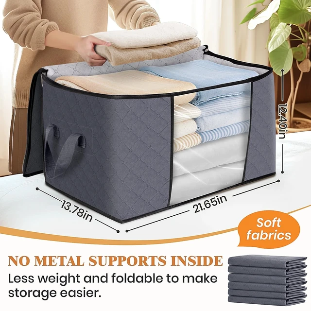 Alt view image 2 of 7 - 6 Pack Large Storage Bags Clothes Organizer Foldable Closet Bins w/ Handles