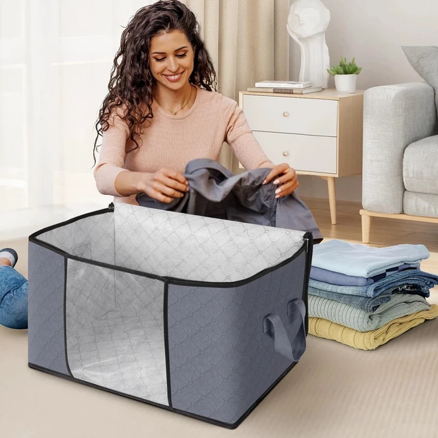 Alt view image 3 of 7 - 6 Pack Large Storage Bags Clothes Organizer Foldable Closet Bins w/ Handles