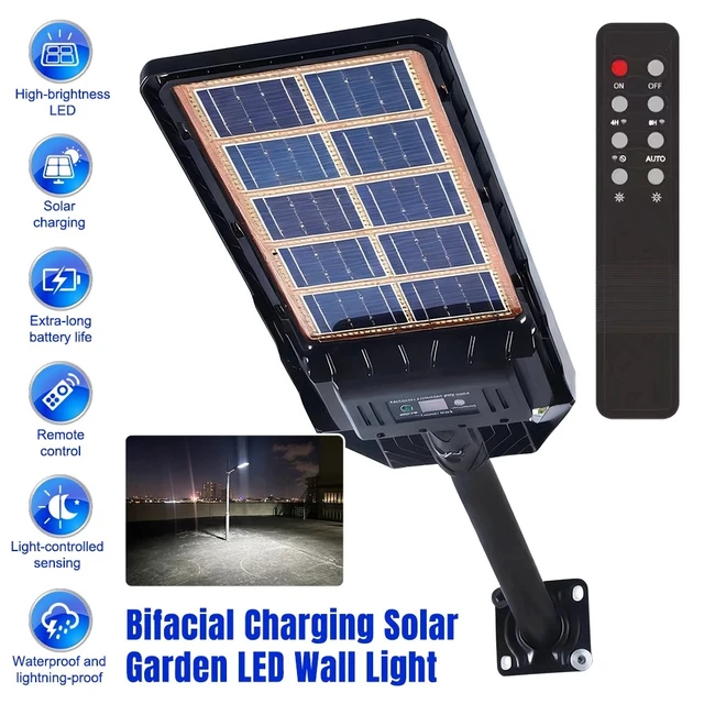 Alt view image 2 of 7 - 300W Solar Street Lights Wall Lamp Dusk to Dawn Motion Sensor Yard Lamp Outdoor