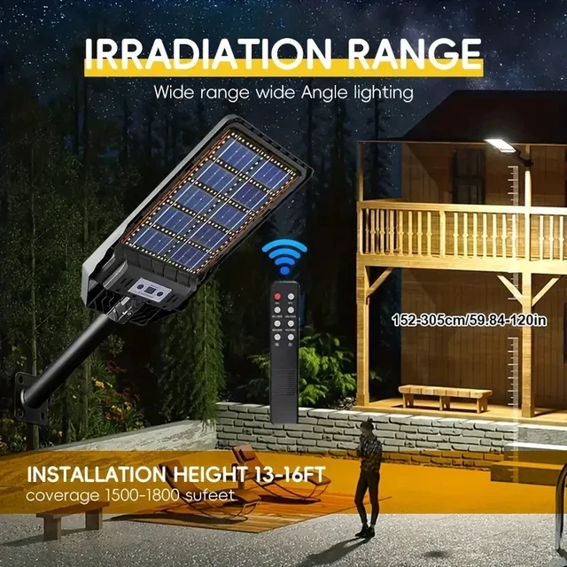 Alt view image 5 of 7 - 300W Solar Street Lights Wall Lamp Dusk to Dawn Motion Sensor Yard Lamp Outdoor