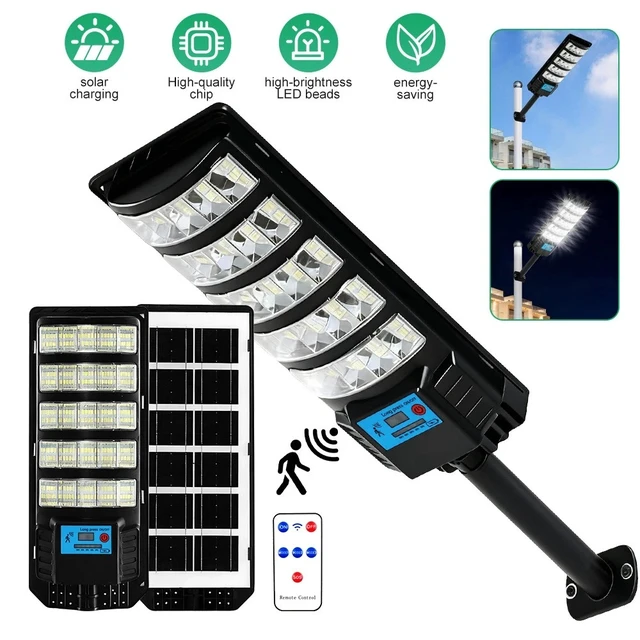 Alt view image 3 of 7 - 300W Commercial Solar Street LED Light Dusk to Dawn Road Area Flood Outdoor Lamp