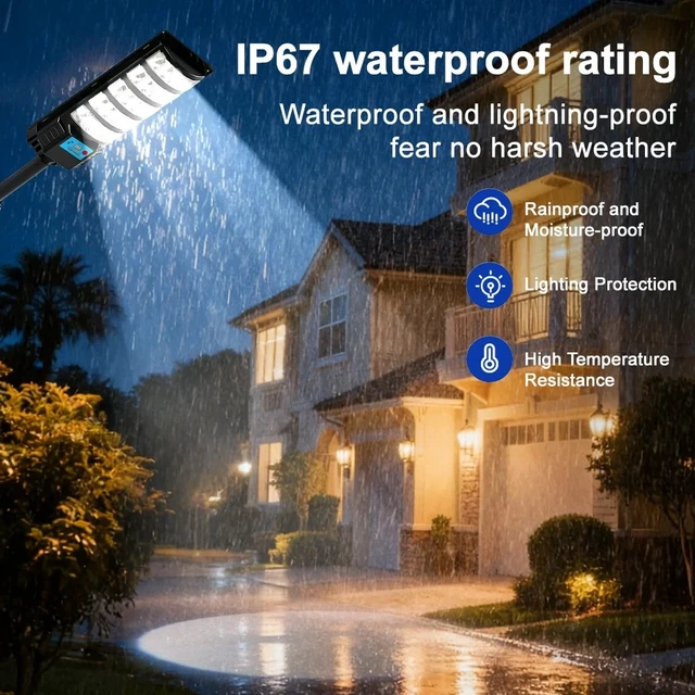 Alt view image 6 of 7 - 300W Commercial Solar Street LED Light Dusk to Dawn Road Area Flood Outdoor Lamp